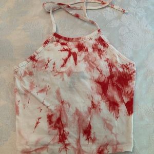 Halter tie die crop top